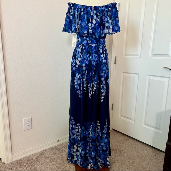 Eliza J Women's Floral Print Off The Shoulder Popover Maxi Dress - Picture 9 of 13